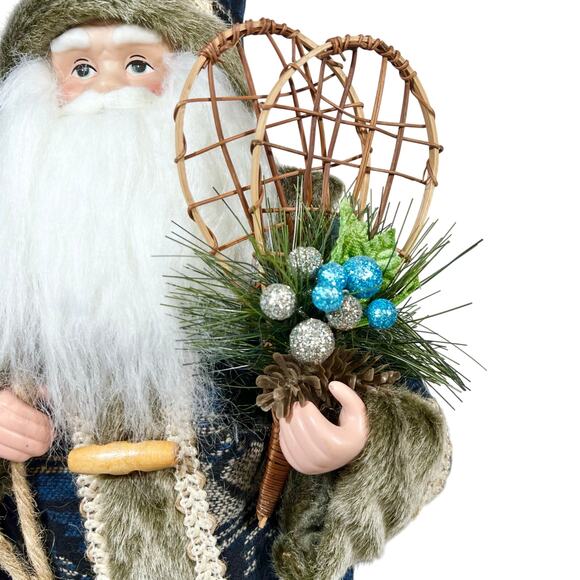 24 inch Santa Tree Topper Blue Fur Coat And Cap With Toy Bag Ski Boots - Picture 9 of 12